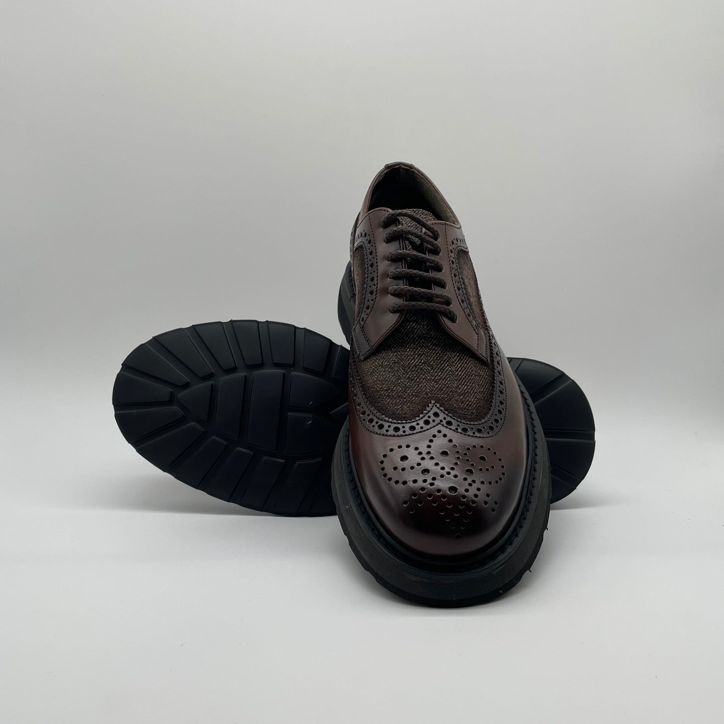 Calce Leather Shoes - Oxford Brogue Nappa Leather Brown