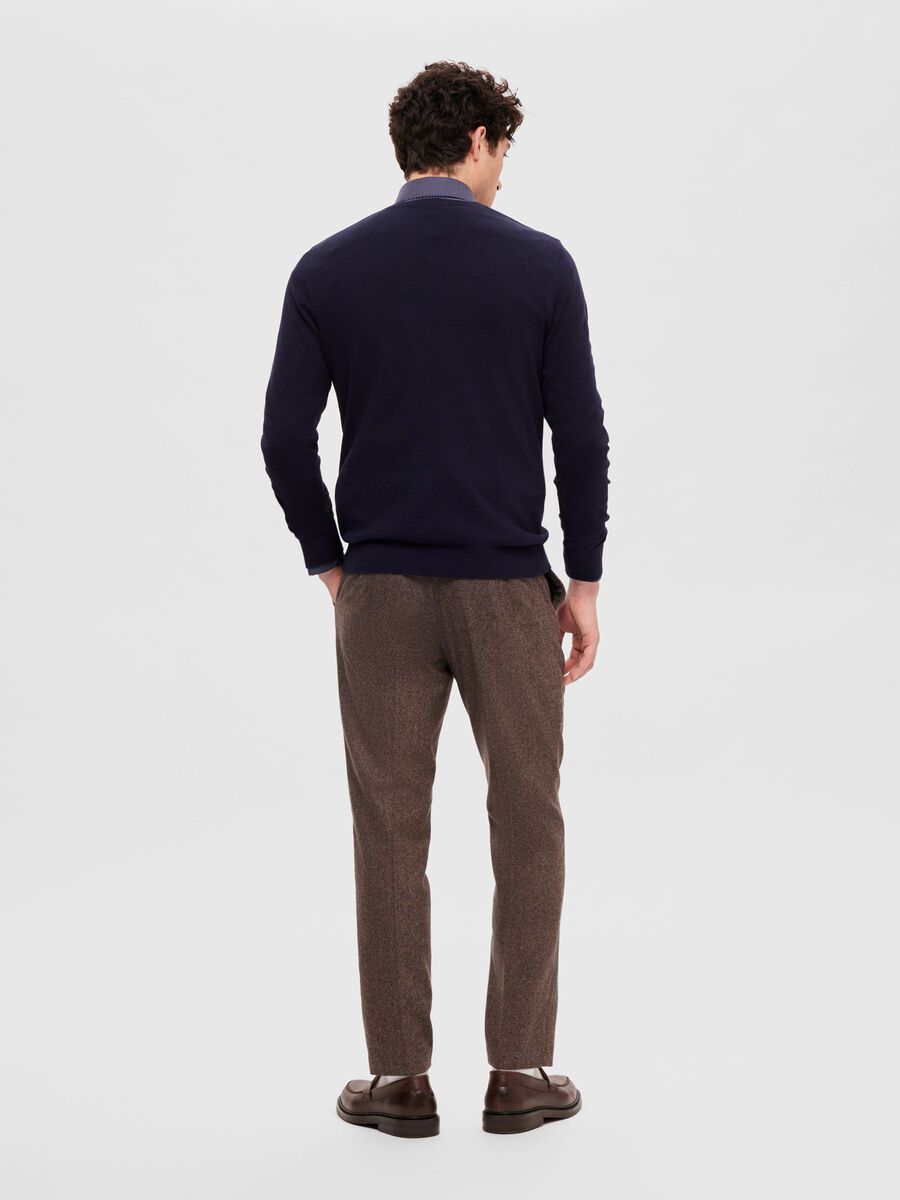 V-NECK KNITTED JUMPER - Navy