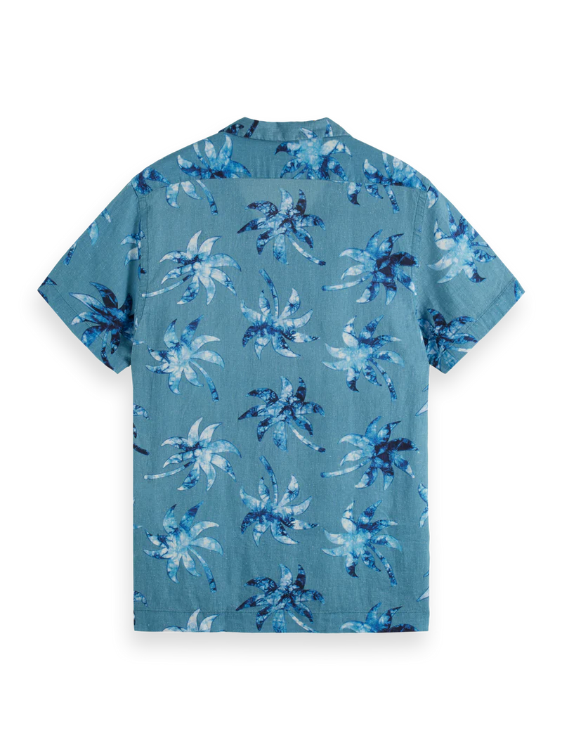 Printed short-sleeved camp shirt - Small