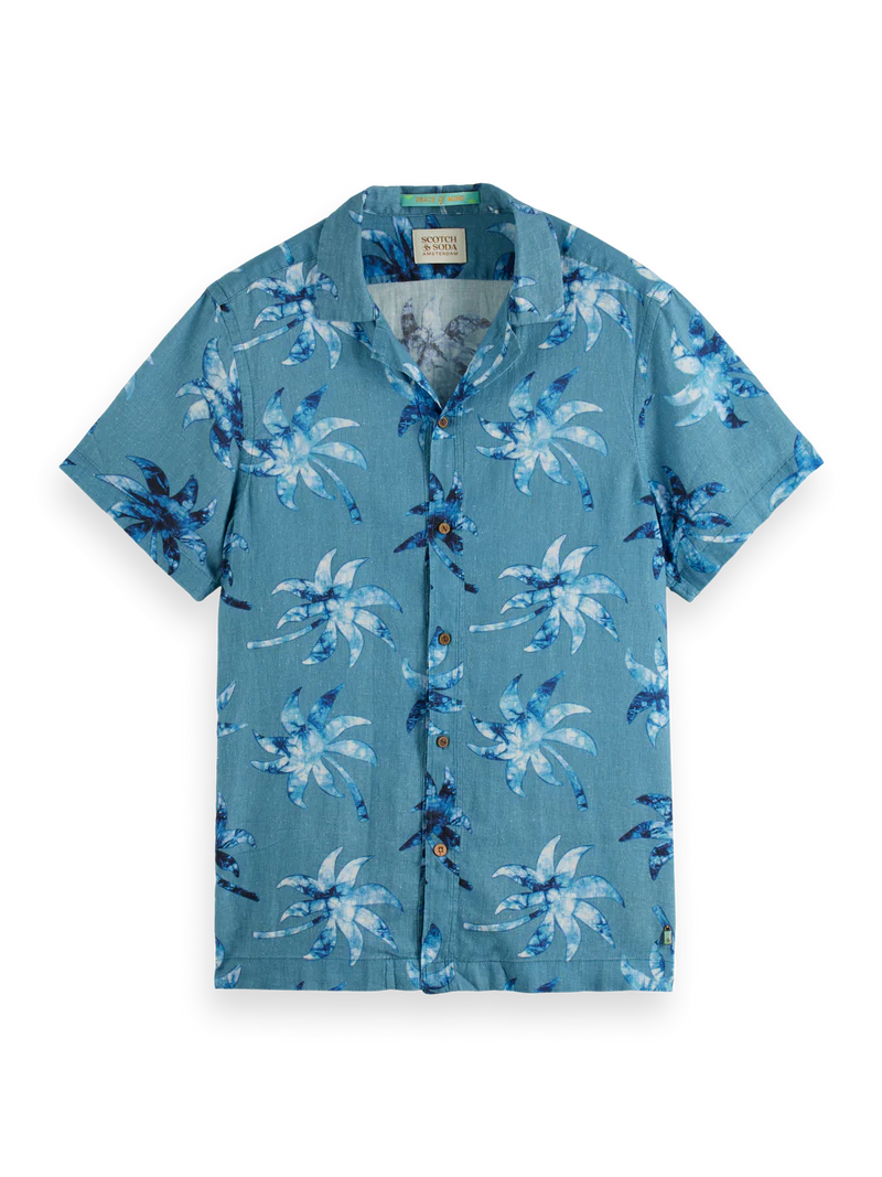 Printed short-sleeved camp shirt - Small