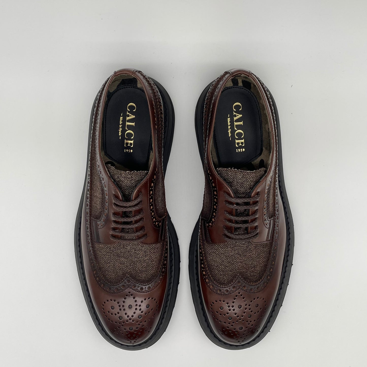 Calce Leather Shoes - Oxford Brogue Nappa Leather Brown