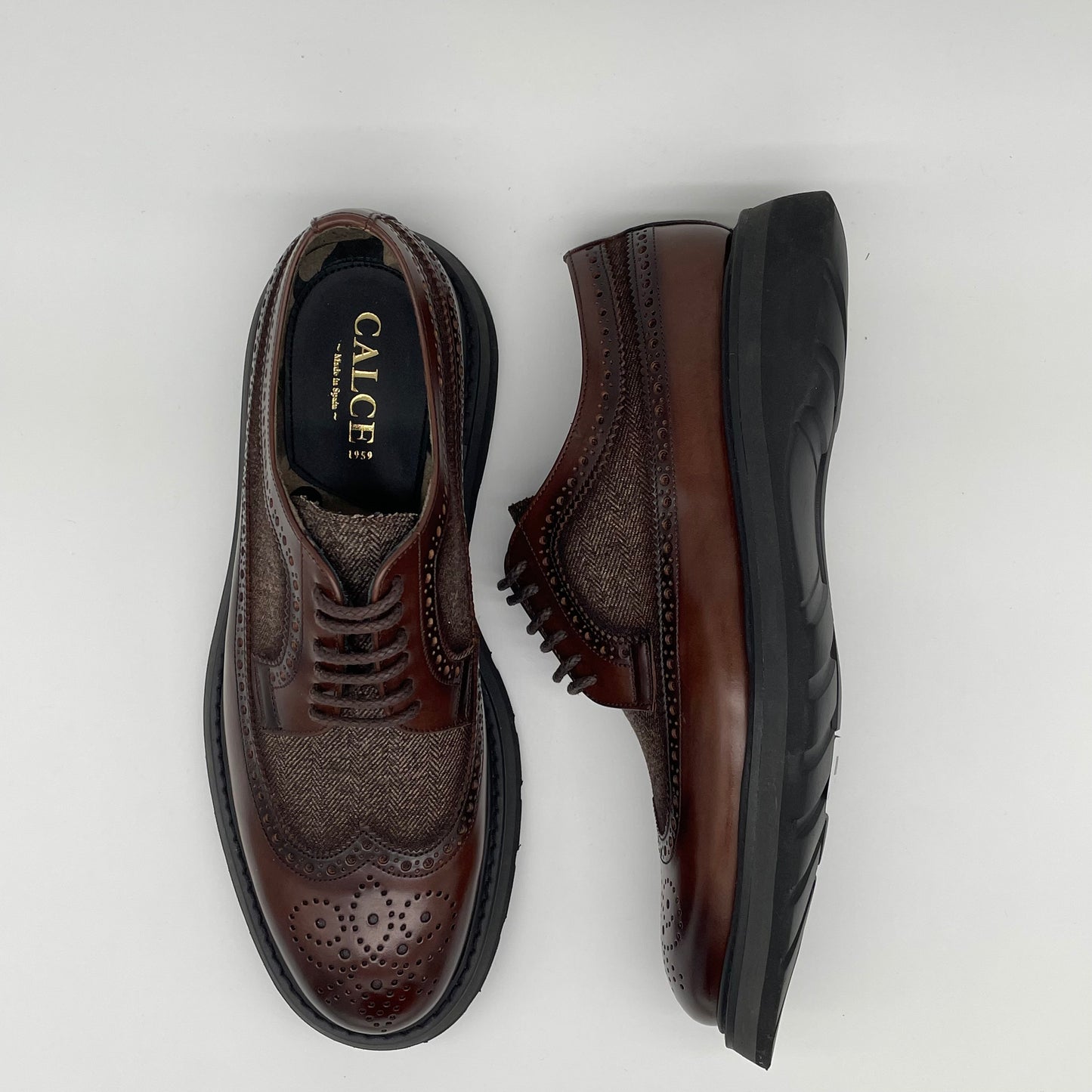 Calce Leather Shoes - Oxford Brogue Nappa Leather Brown