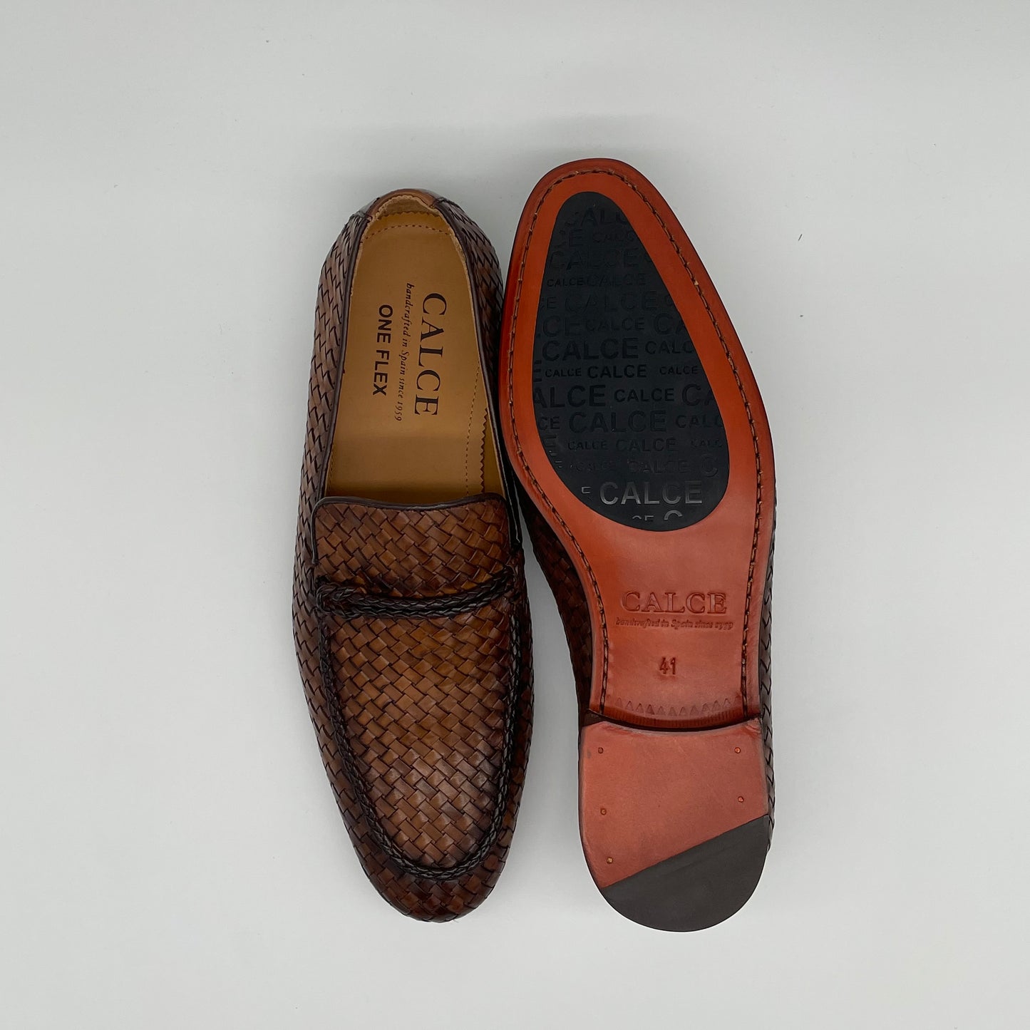 Braided Leather Penny Loafer - Cognac