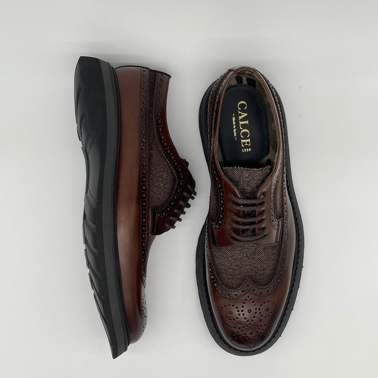 Calce Leather Shoes - Oxford Brogue Nappa Leather Brown