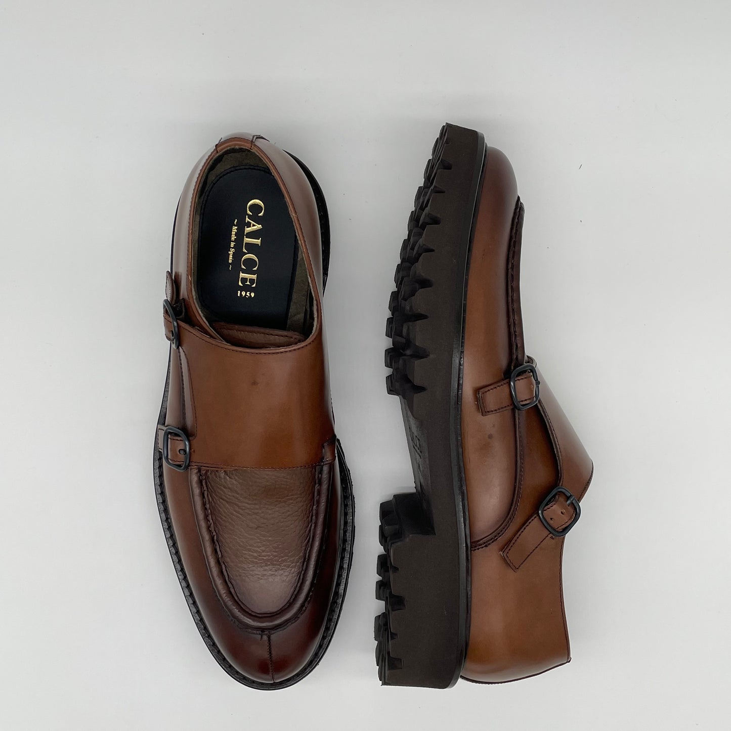 Calce Leather Shoes - Double Monk Strap Lug Sole