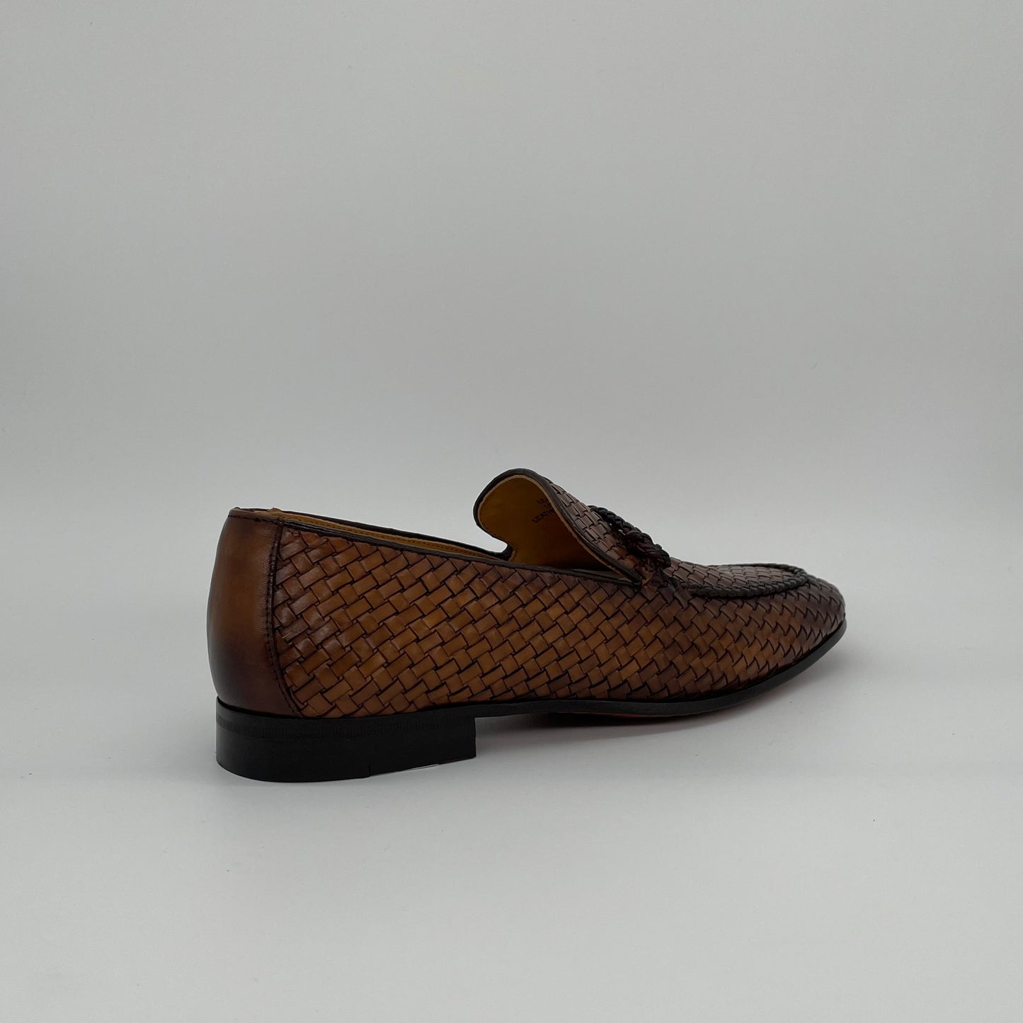 Braided Leather Penny Loafer - Cognac
