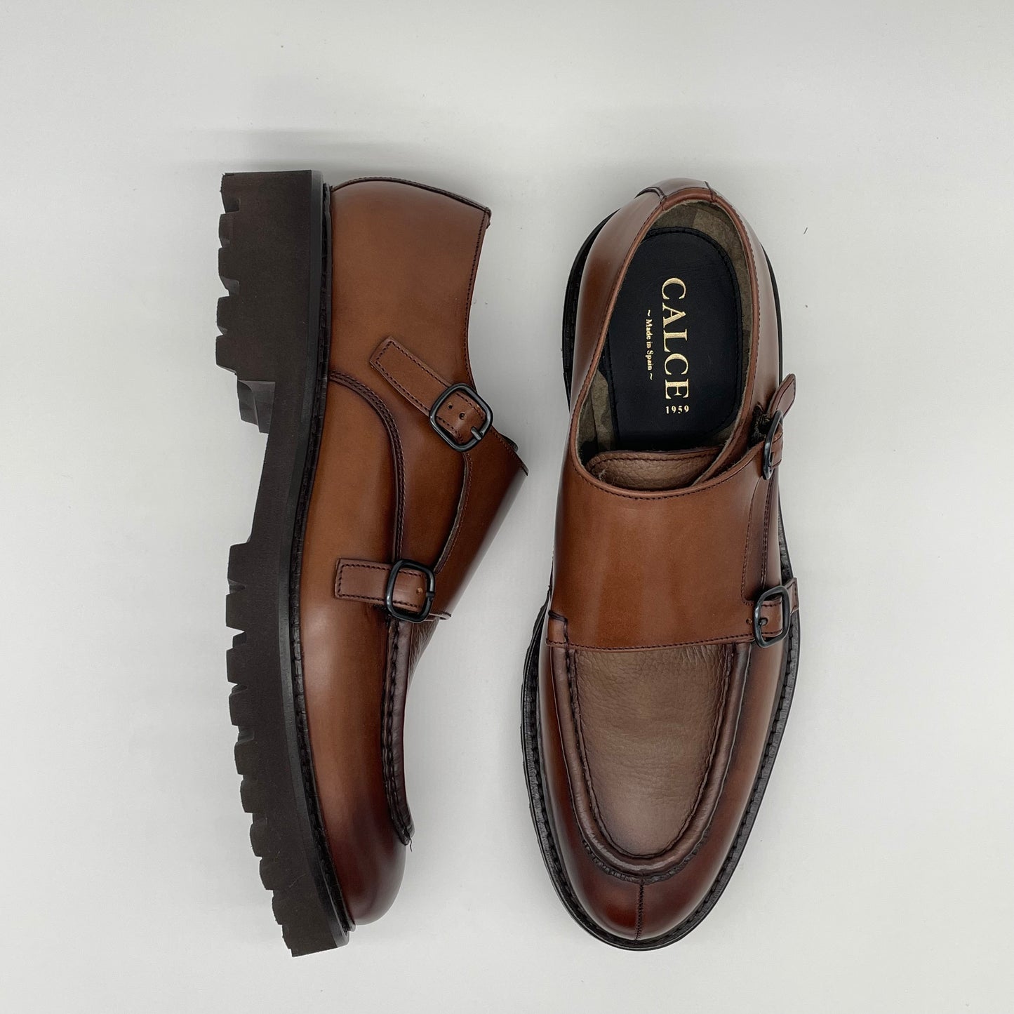 Calce Leather Shoes - Double Monk Strap Lug Sole