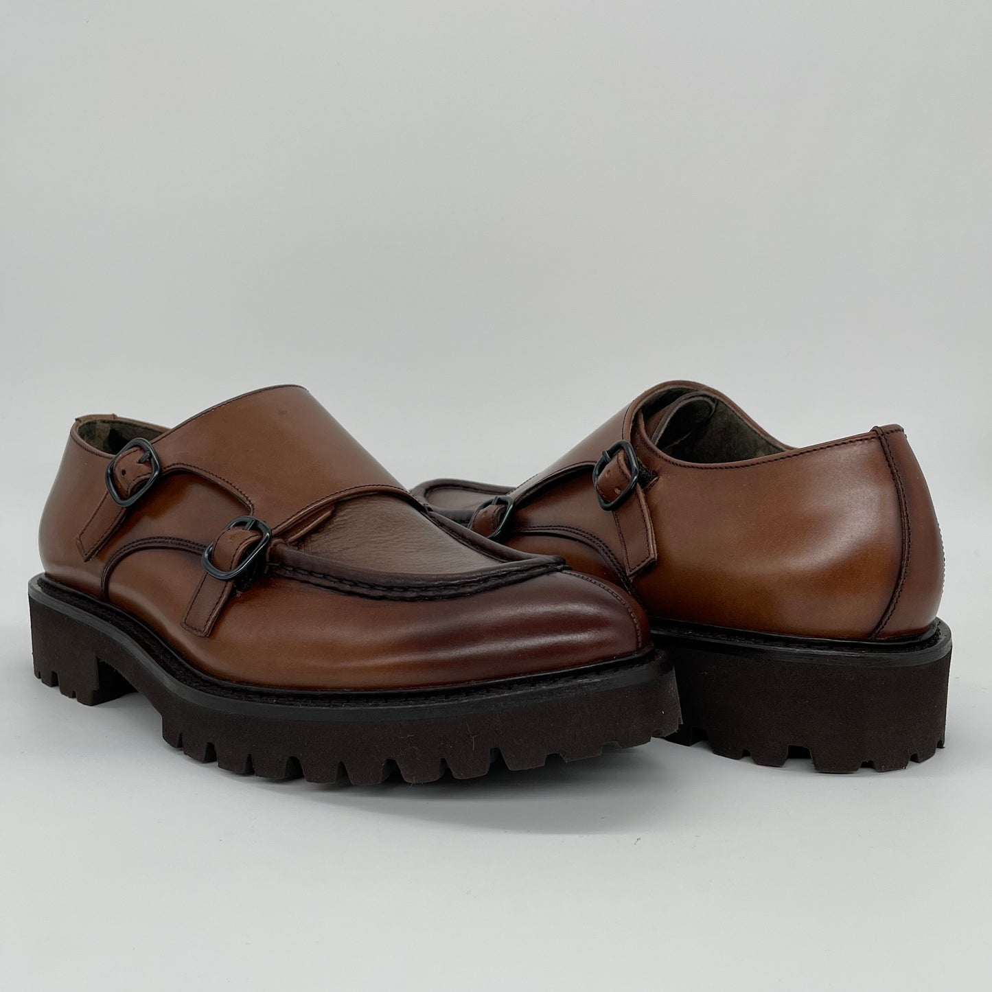 Calce Leather Shoes - Double Monk Strap Lug Sole