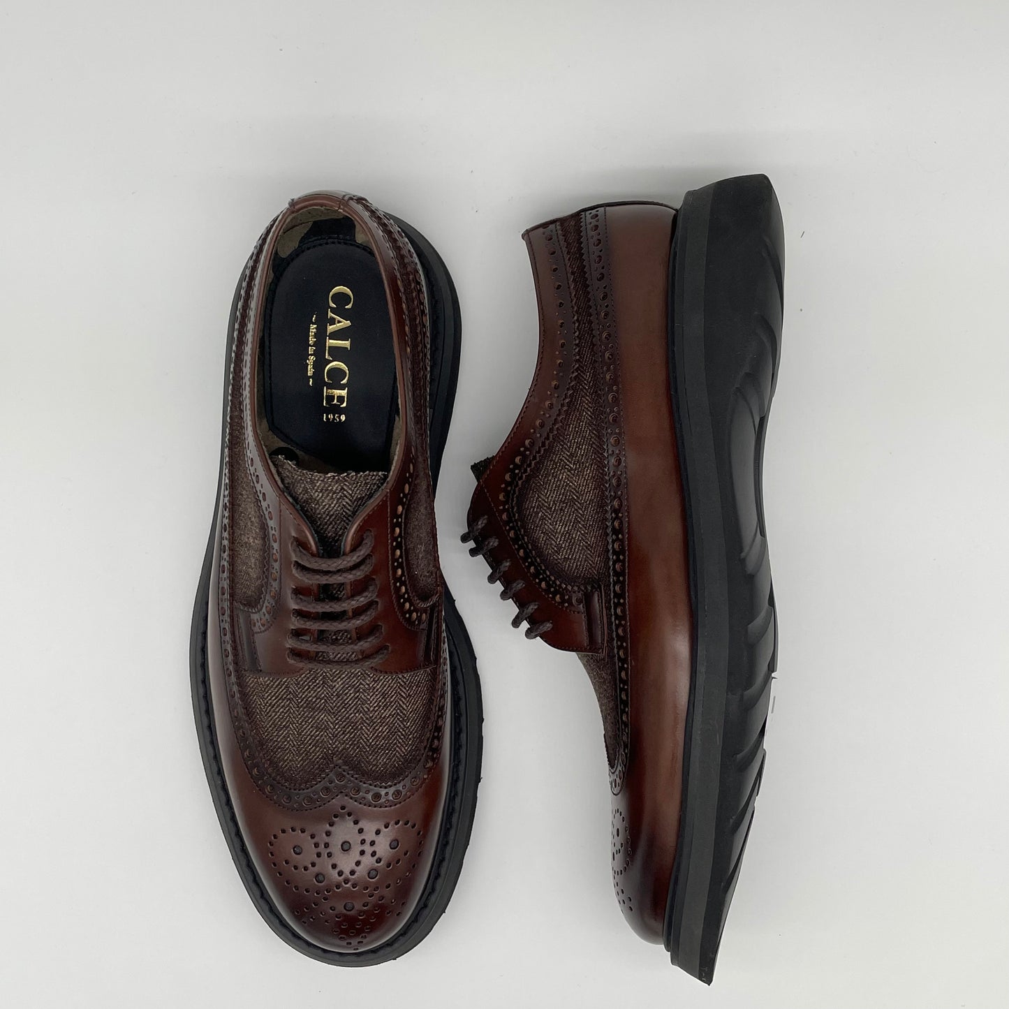 Calce Leather Shoes - Oxford Brogue Nappa Leather Brown