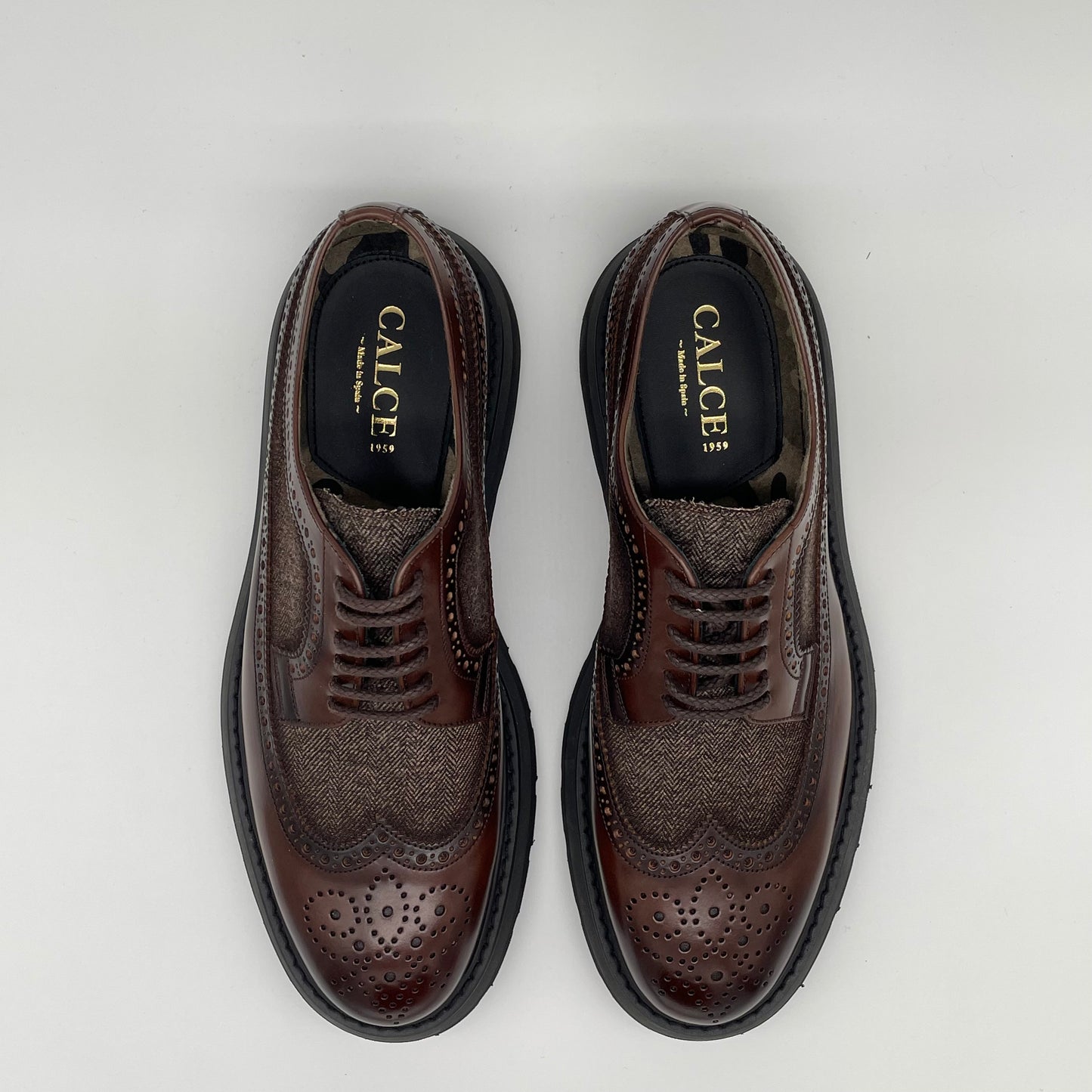 Calce Leather Shoes - Oxford Brogue Nappa Leather Brown