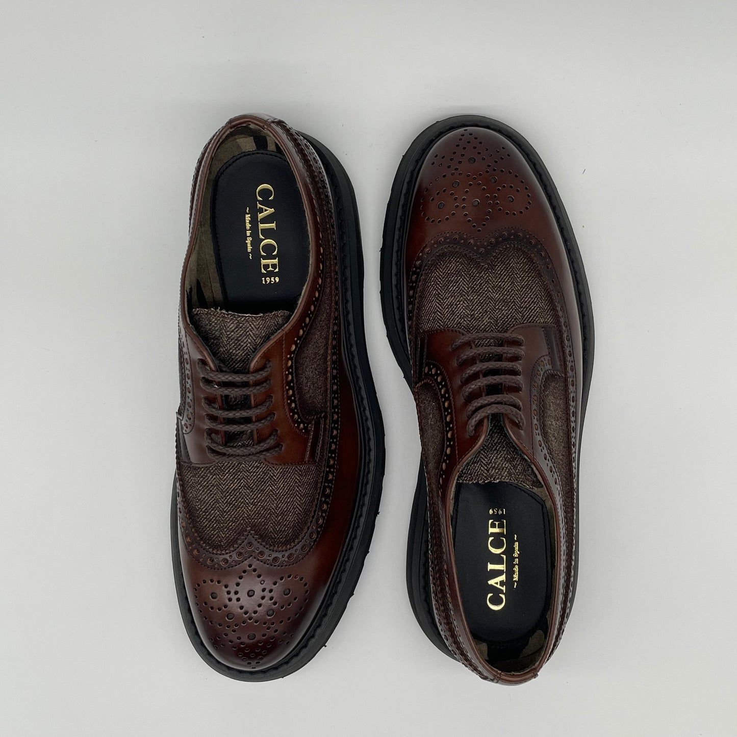 Calce Leather Shoes - Oxford Brogue Nappa Leather Brown