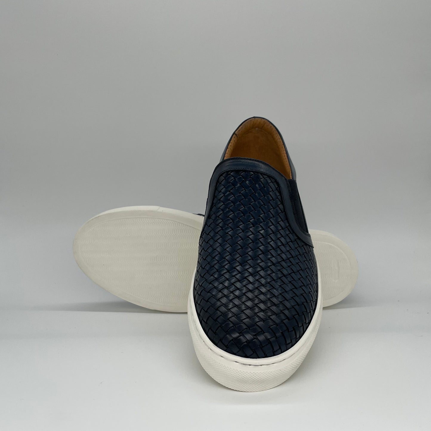 Braided Leather Slip On - Navy