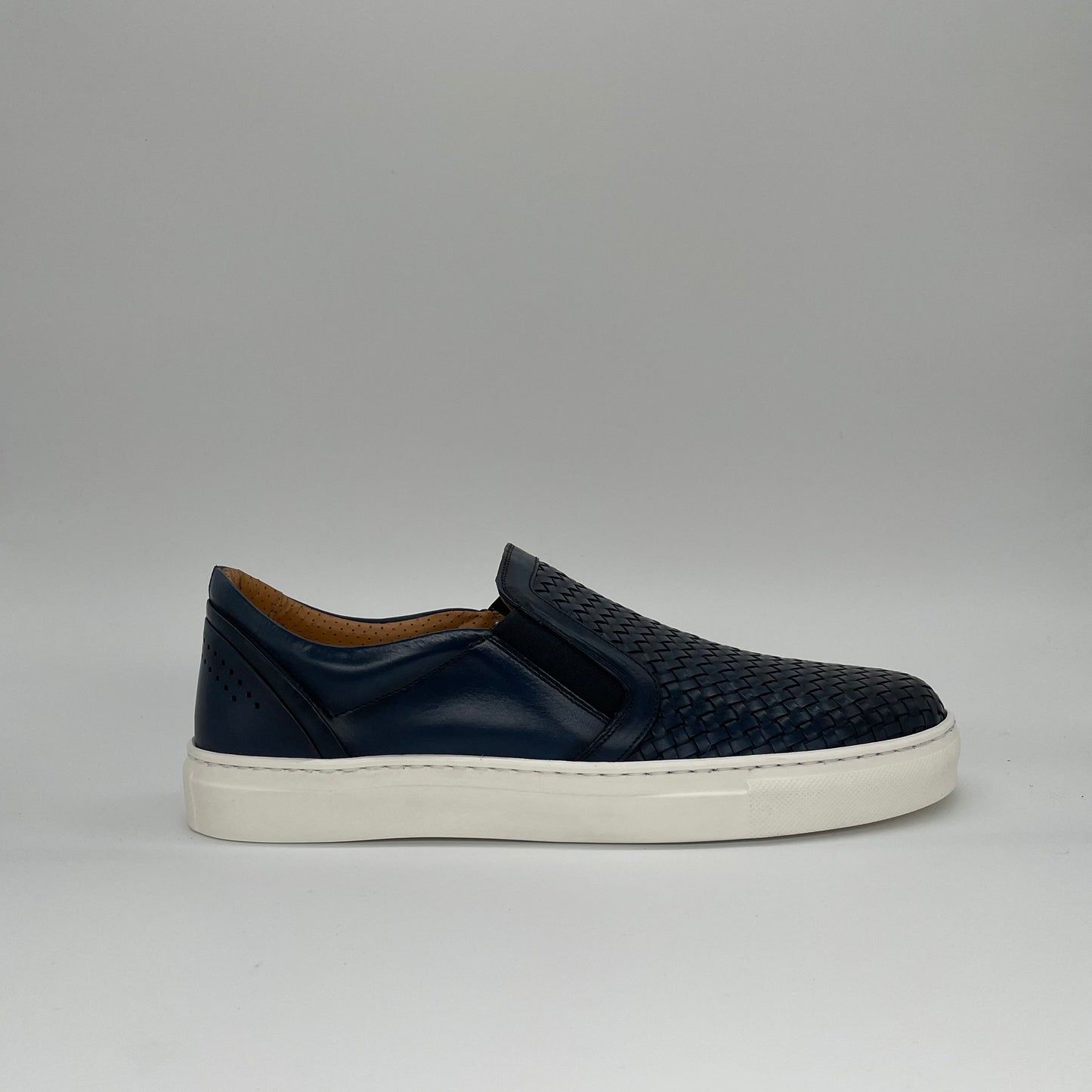 Braided Leather Slip On - Navy