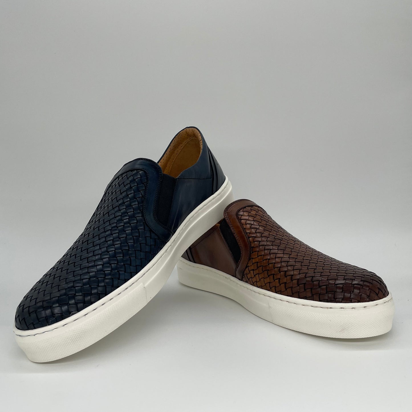Braided Leather Slip On - Navy