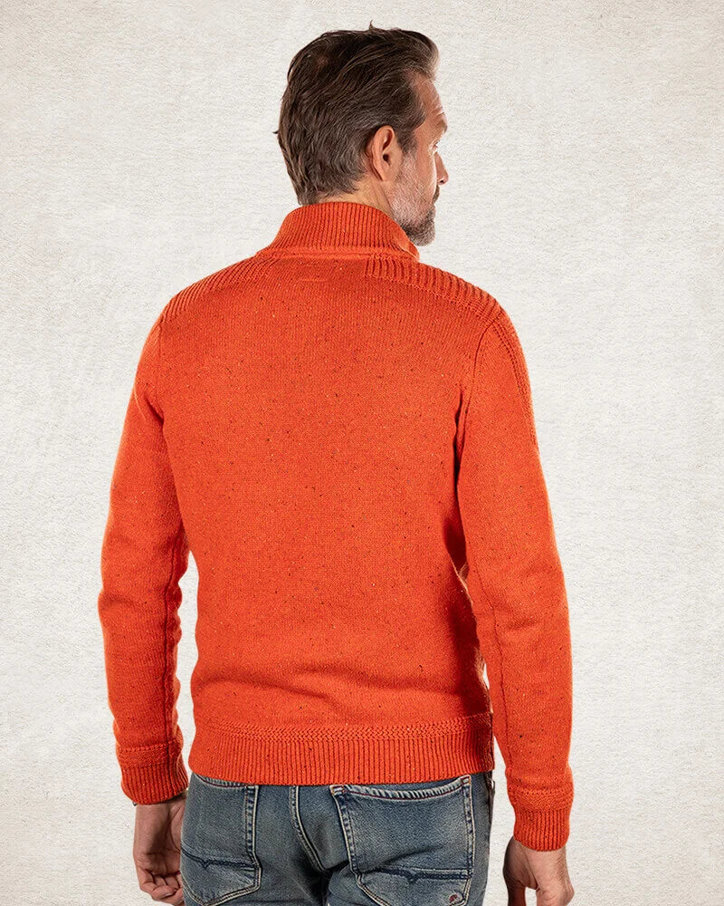Pull uni avec demi-patte de boutonnage - Ginger Orange