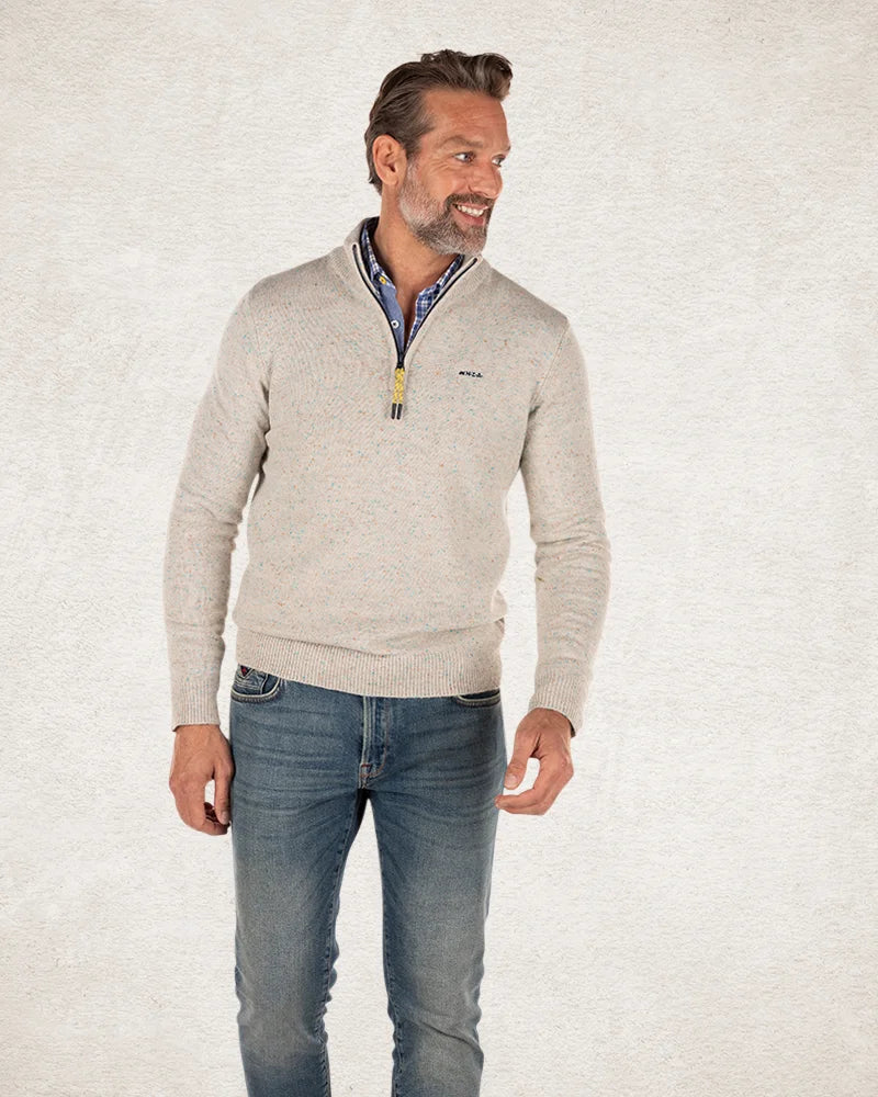 Pull Demi Zip Avec Laine