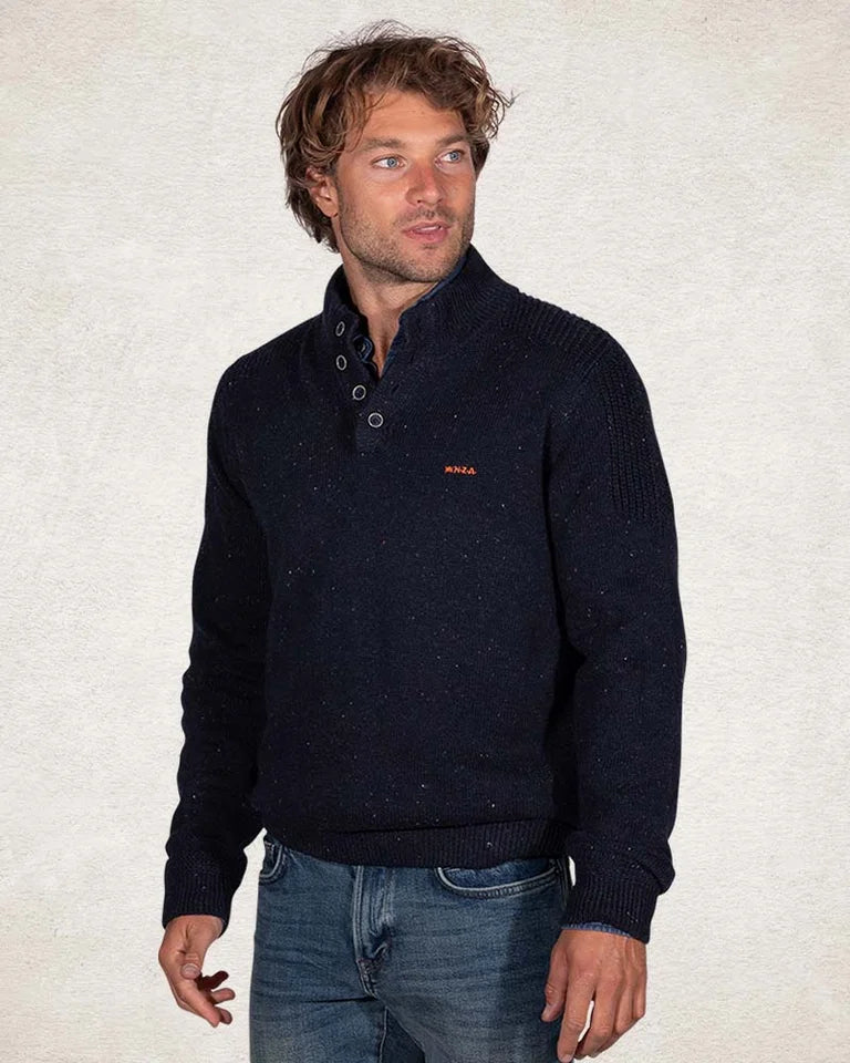 Pull uni avec demi-patte de boutonnage - Pitch Navy