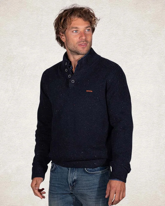 Pull uni avec demi-patte de boutonnage - Pitch Navy