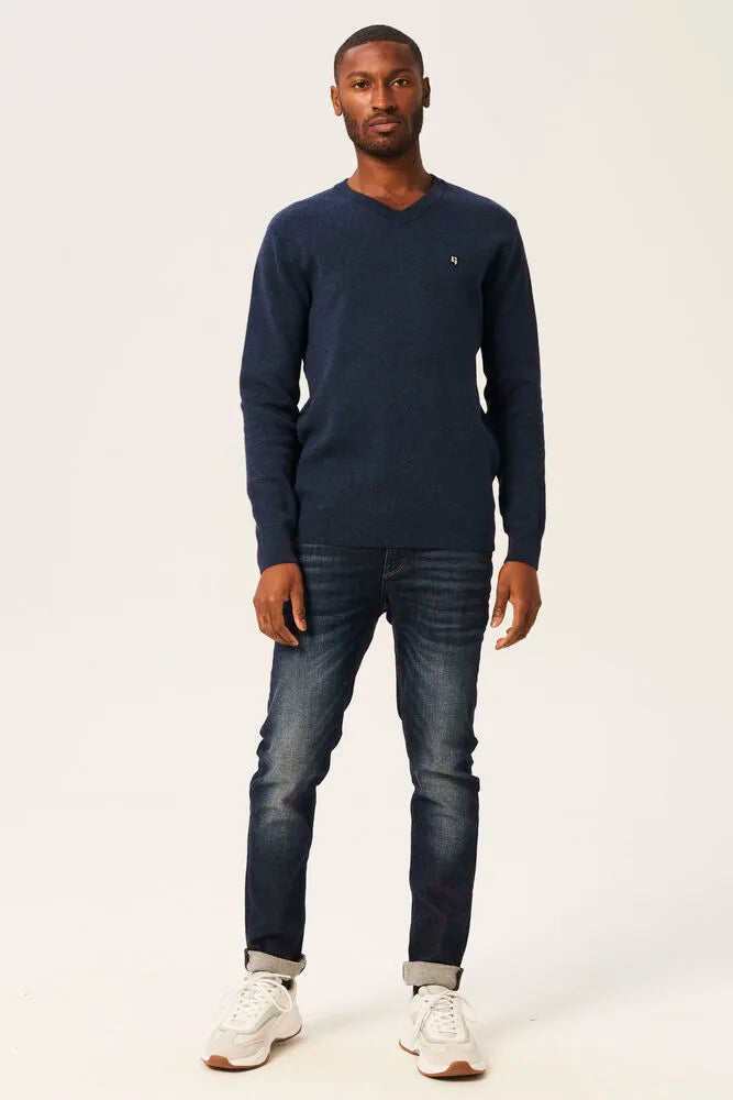 Pull Col en V Navy