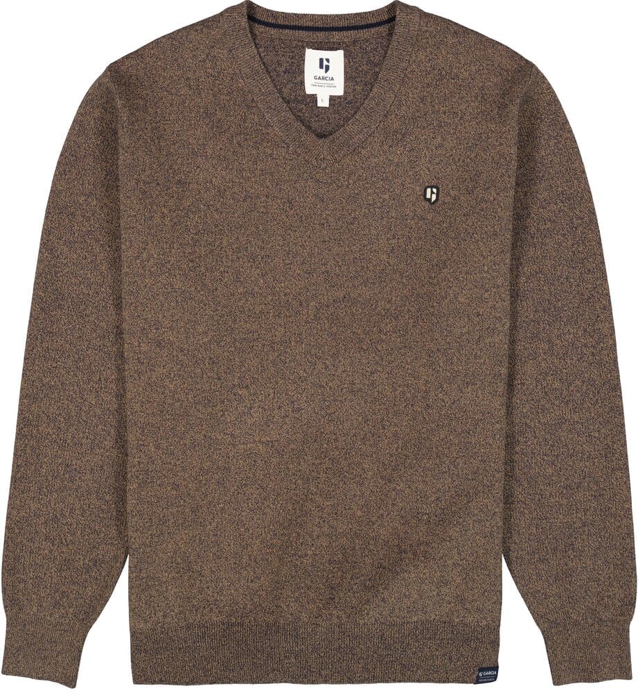 Pull Col en V Marron
