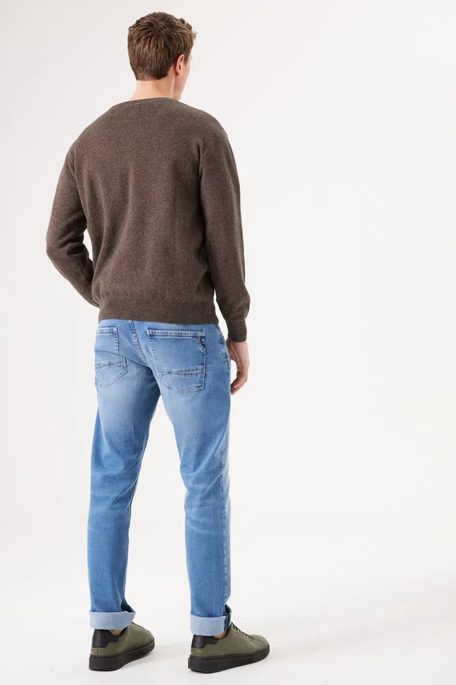 Pull Col en V Marron