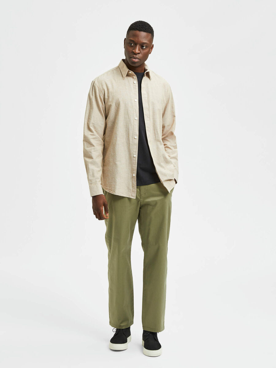 Chemise mélange de lin - Beige