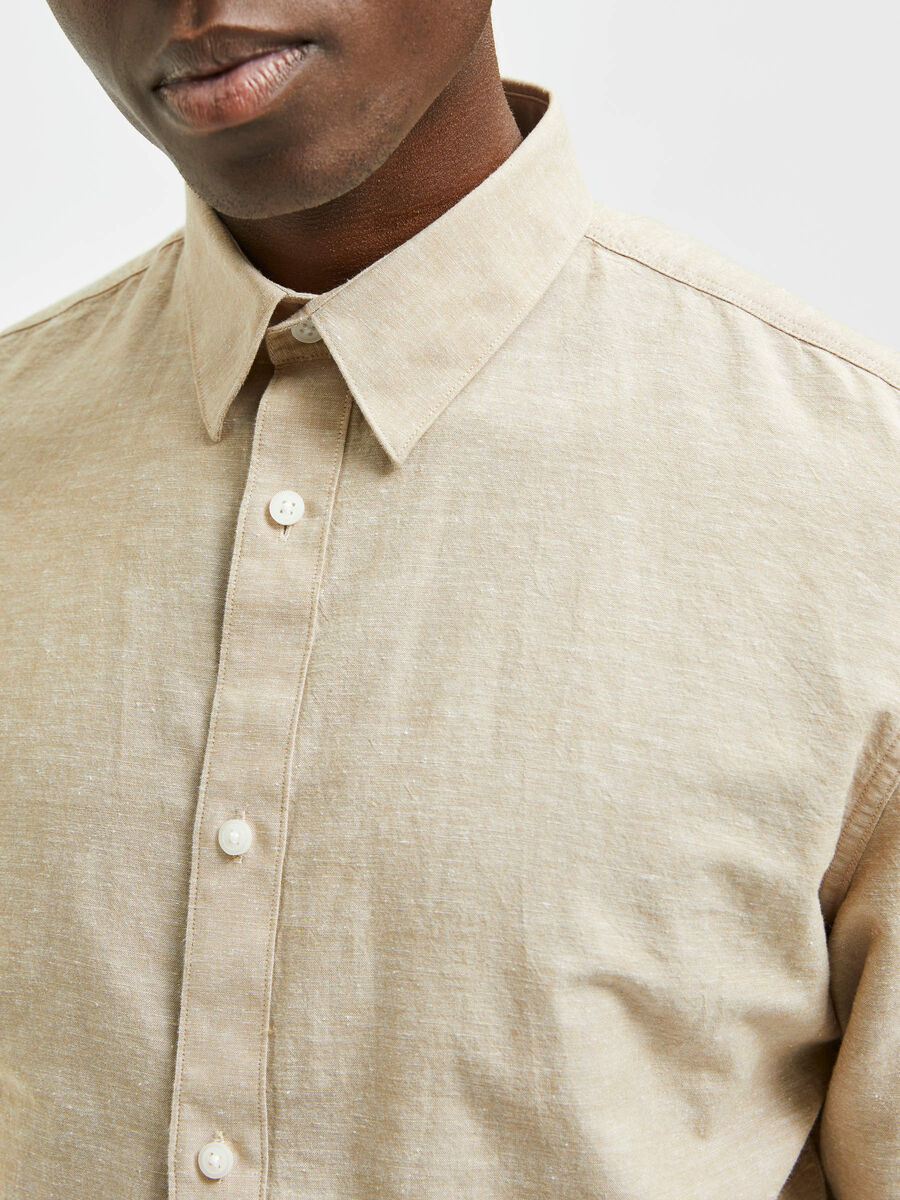 Chemise mélange de lin - Beige