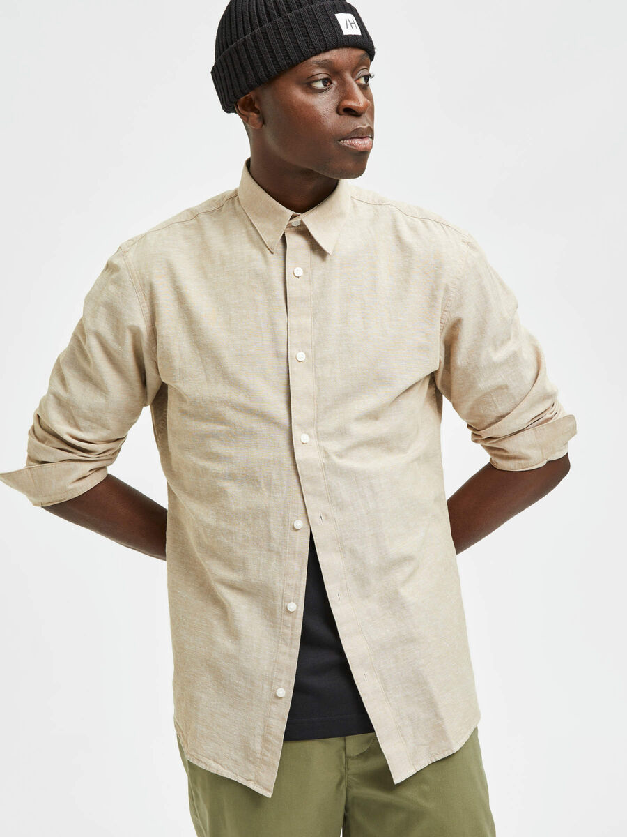 Chemise mélange de lin - Beige