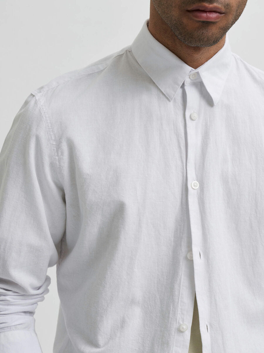 Chemise mélange de lin - Blanc