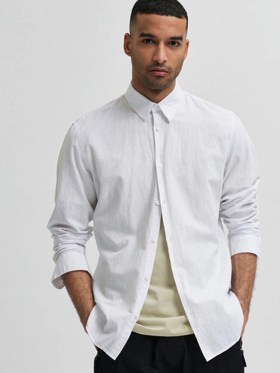 Chemise mélange de lin - Blanc