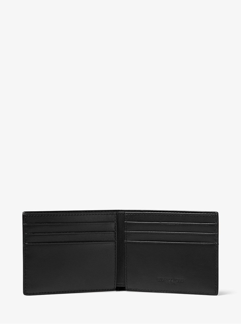 Portefeuille en cuir à grain croisé à porte-clés