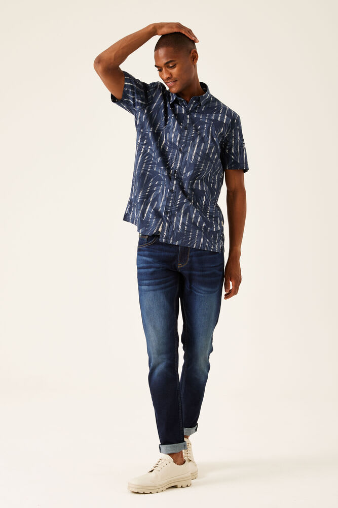 Chemise manches courtes bleu