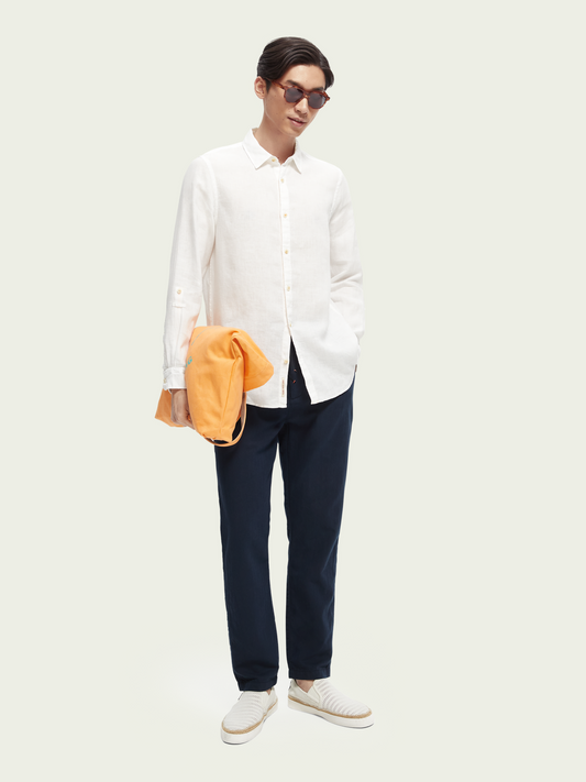 Pantalon jogger regular straight fit Warren en mélange de lin