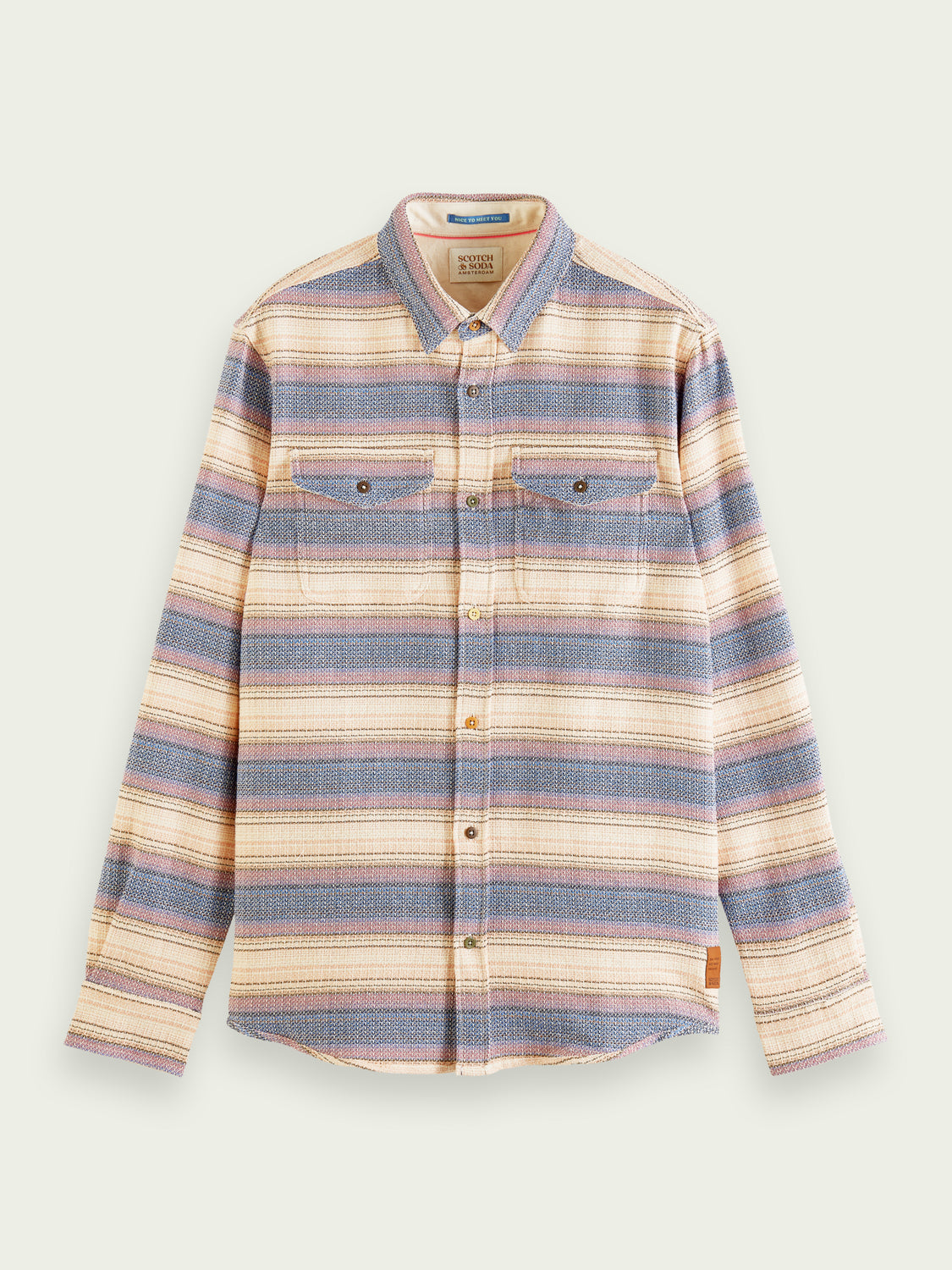 Chemise rayée en tissage natté regular fit