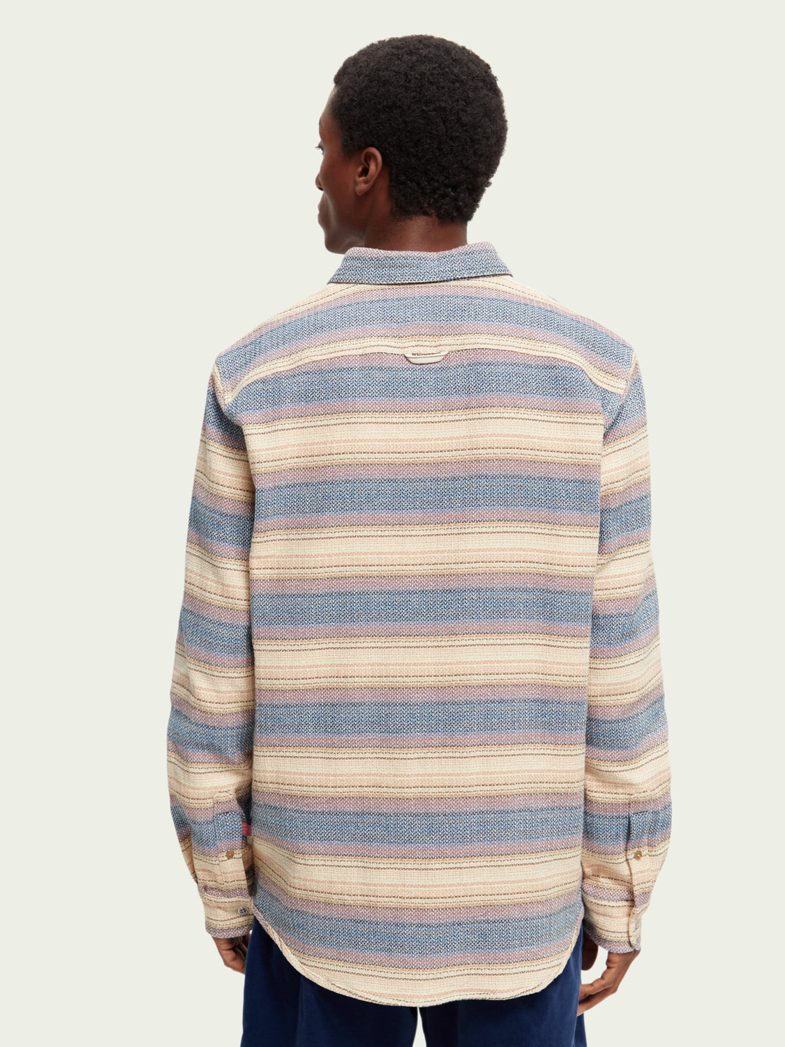 Chemise rayée en tissage natté regular fit