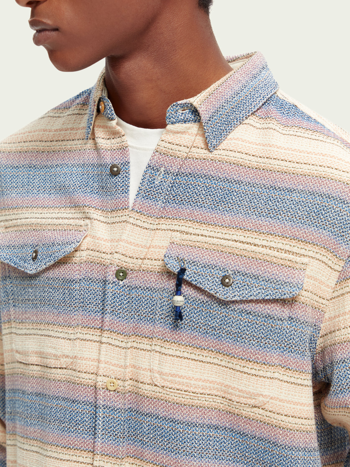 Chemise rayée en tissage natté regular fit