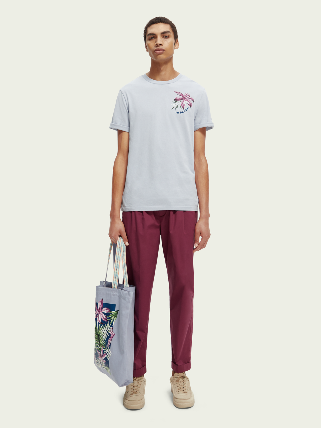 Regular fit floral artwork organic T-shirt