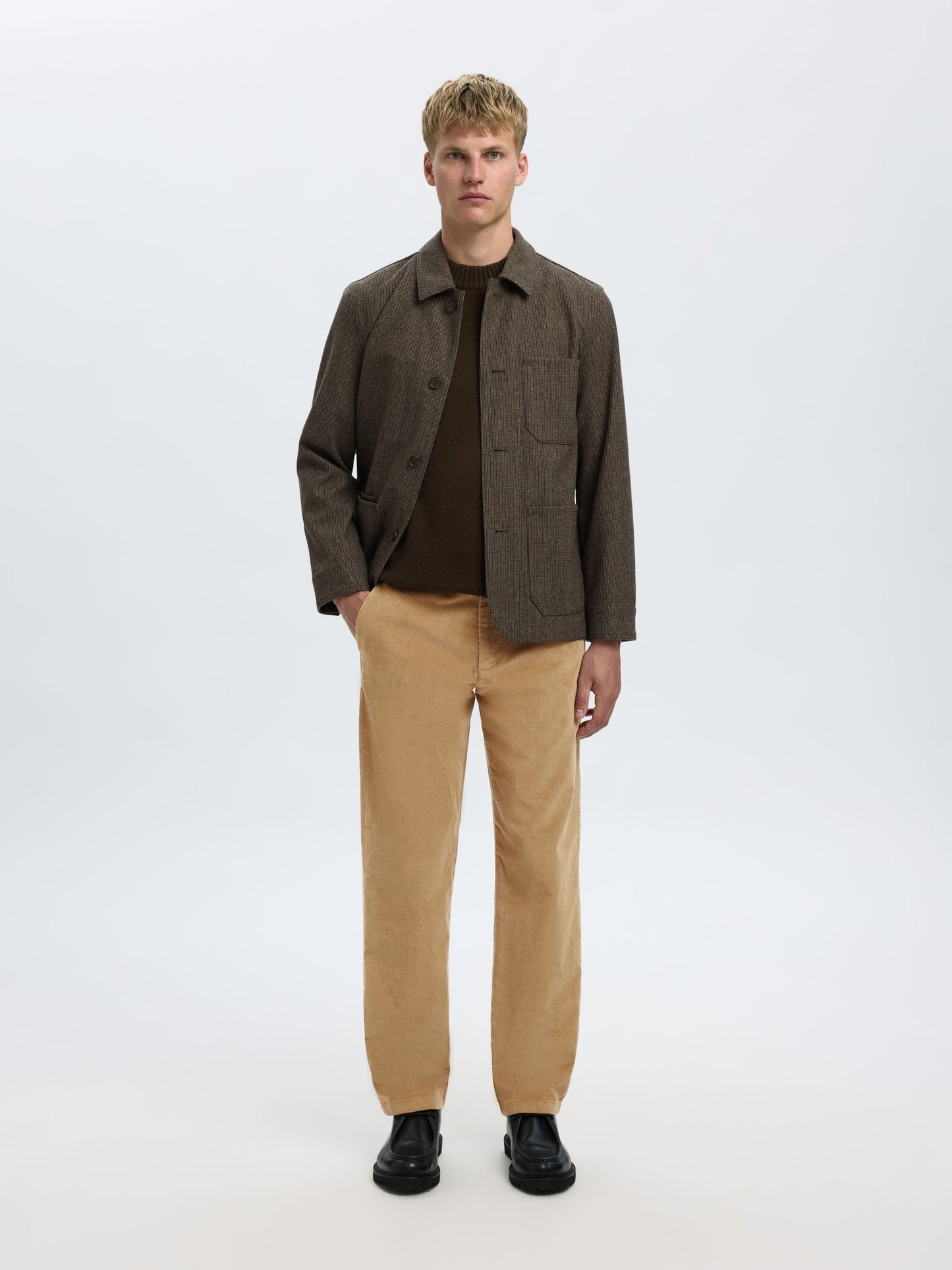 CORDUROY STRAIGHT-LEG TROUSERS SELECTED