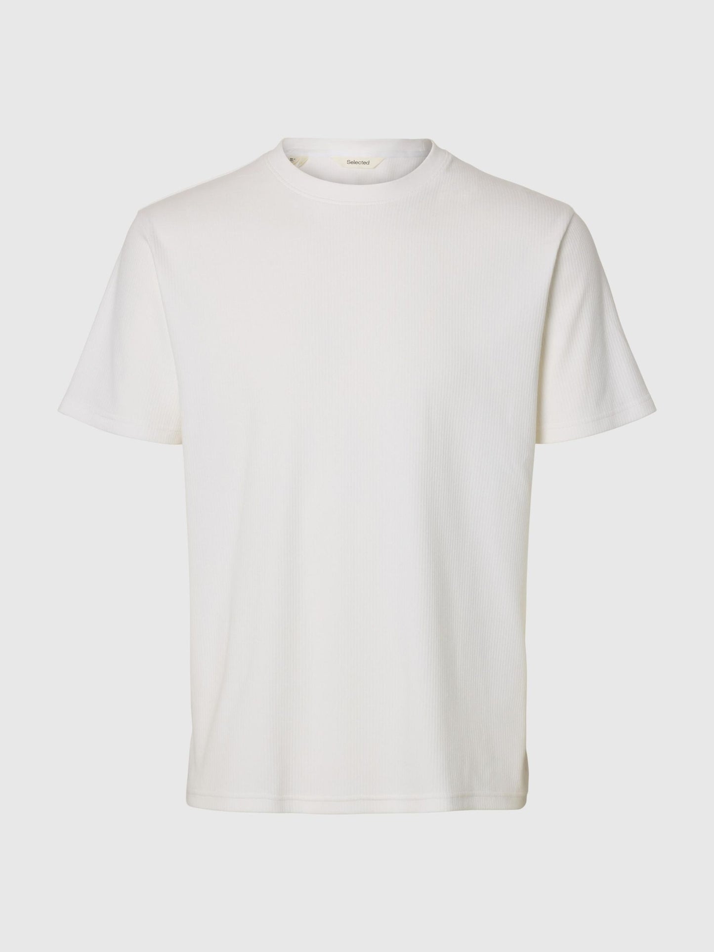 RIBBED COTTON T-SHIRT - SELECTED