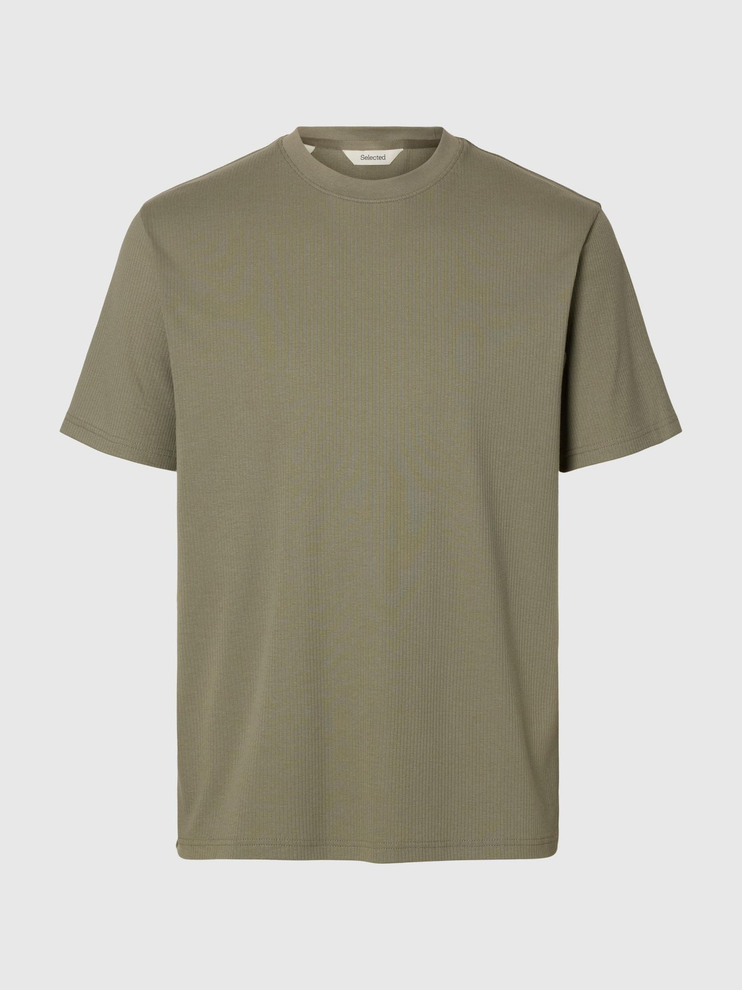 RIBBED COTTON T-SHIRT - SELECTED