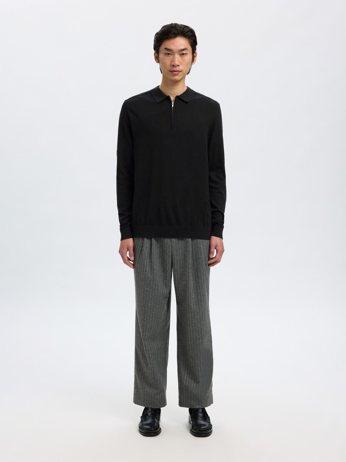 KNITTED LONG-SLEEVED POLO SELECTED
