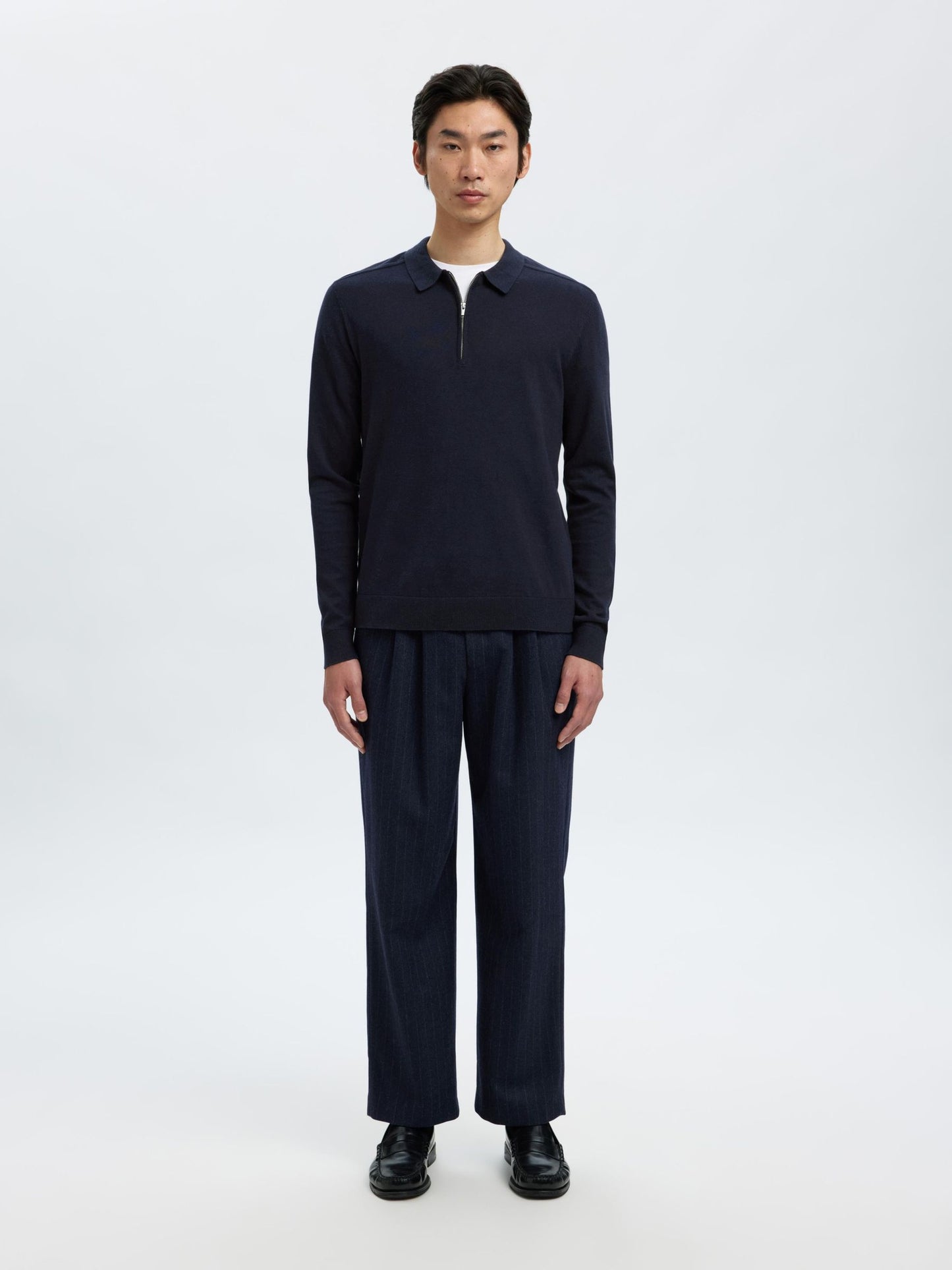 KNITTED LONG-SLEEVED POLO SELECTED