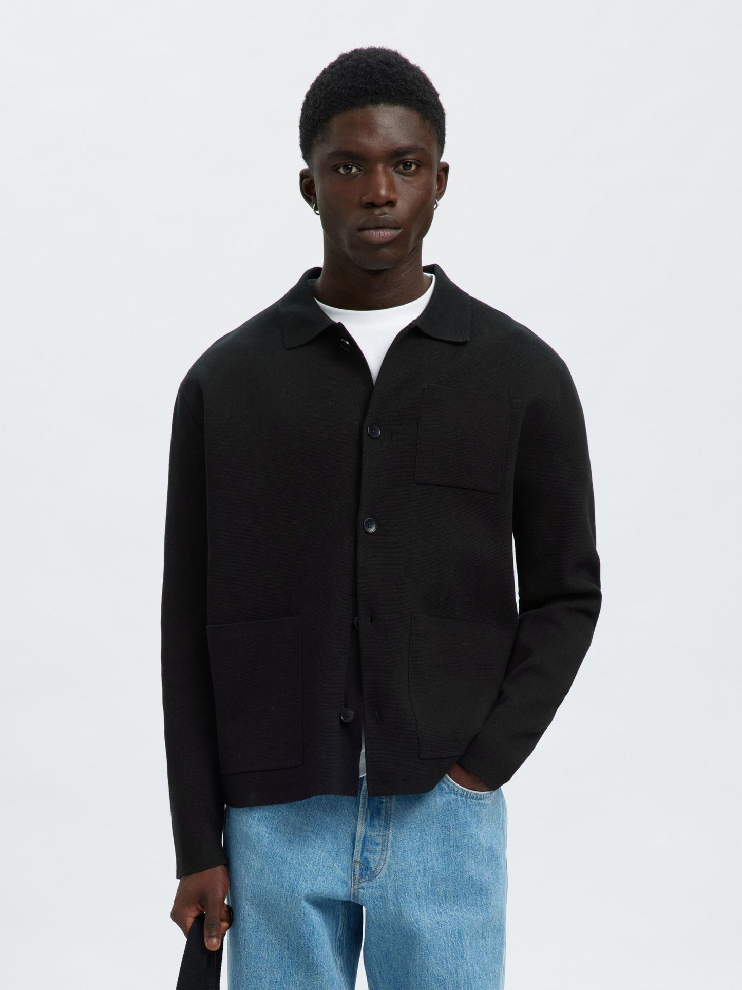 RELAXED FIT KNITTED CARDIGAN SELECTED