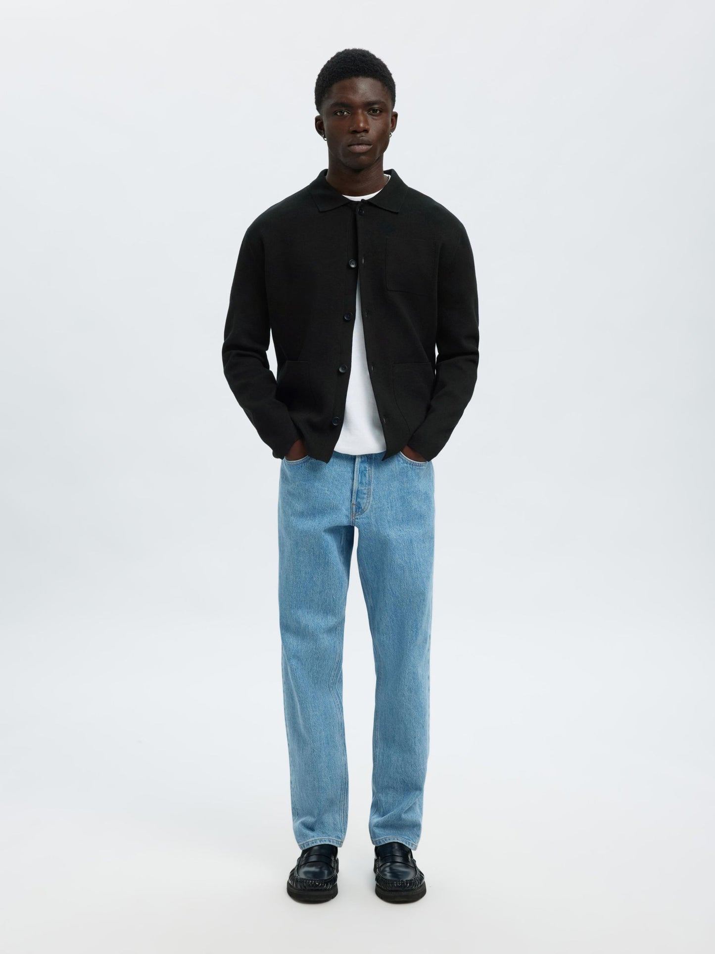 RELAXED FIT KNITTED CARDIGAN SELECTED