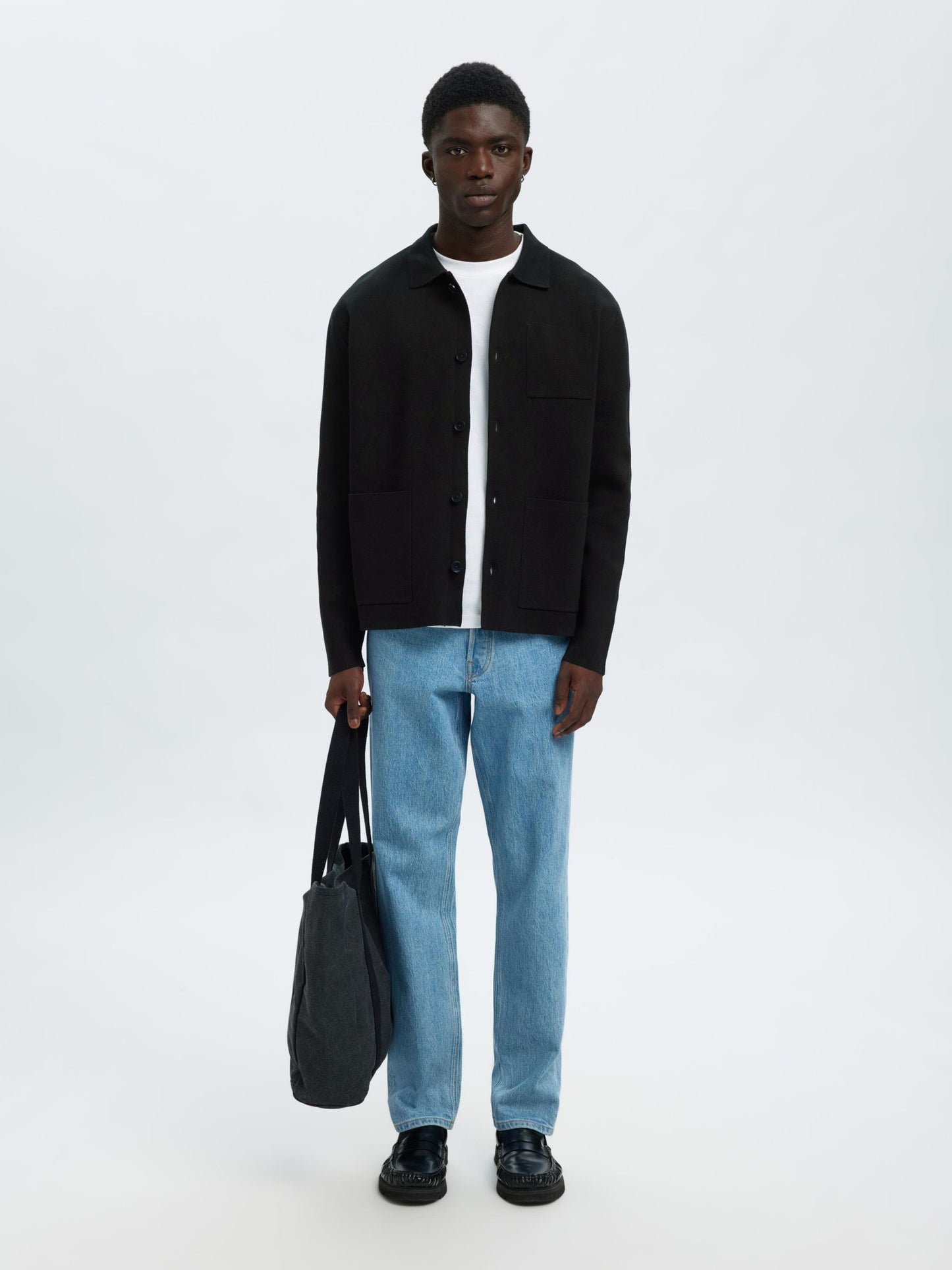 RELAXED FIT KNITTED CARDIGAN SELECTED