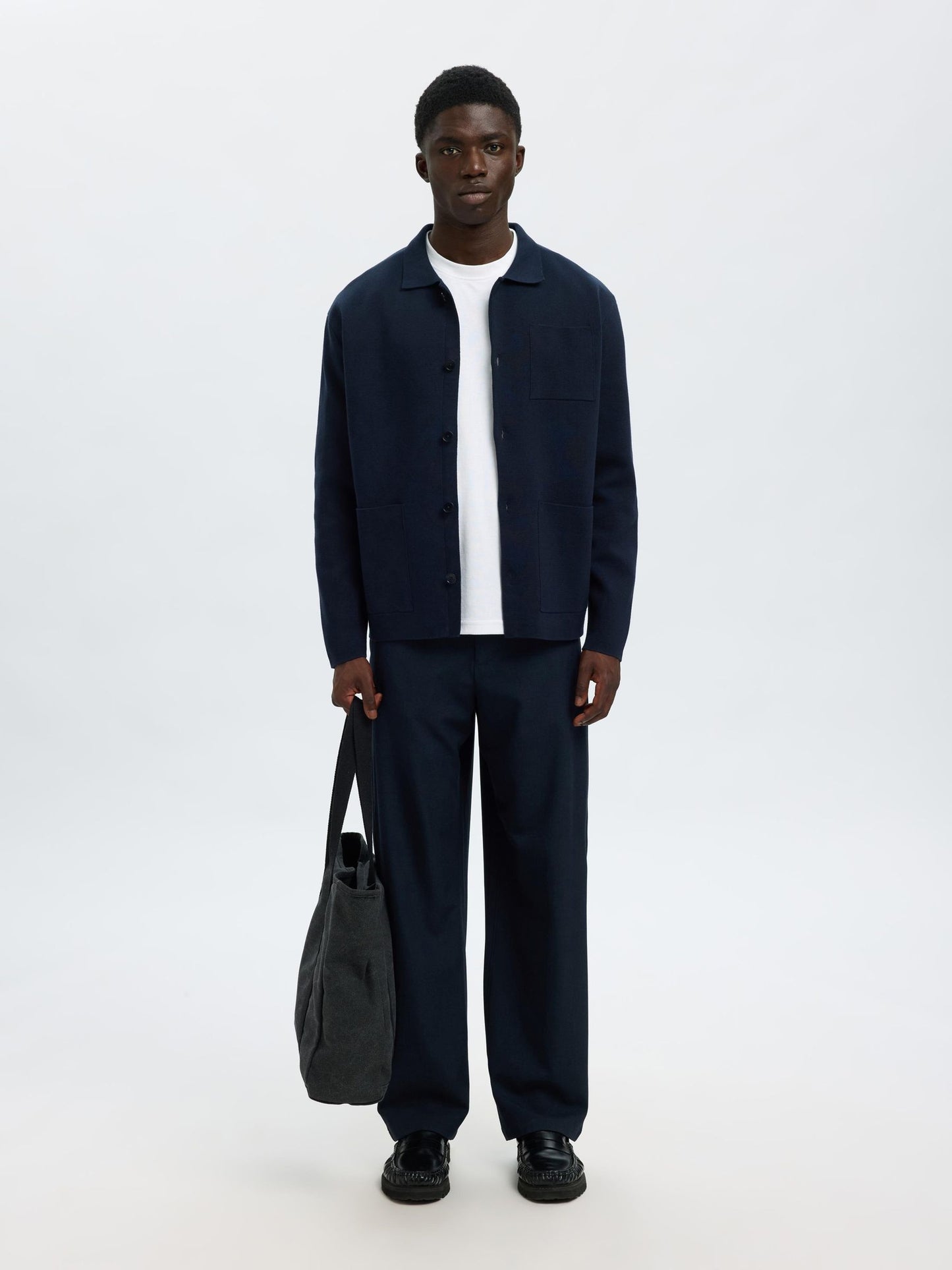 RELAXED FIT KNITTED CARDIGAN SELECTED