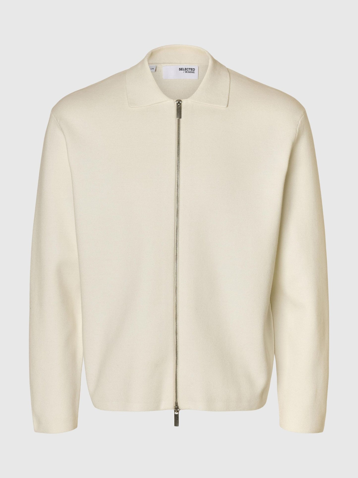 COTTON BLEND ZIP-FRONT CARDIGAN SELECTED