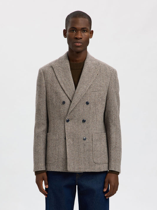 WOOL BLEND DOUBLE-BREASTED BLAZER SELECTED