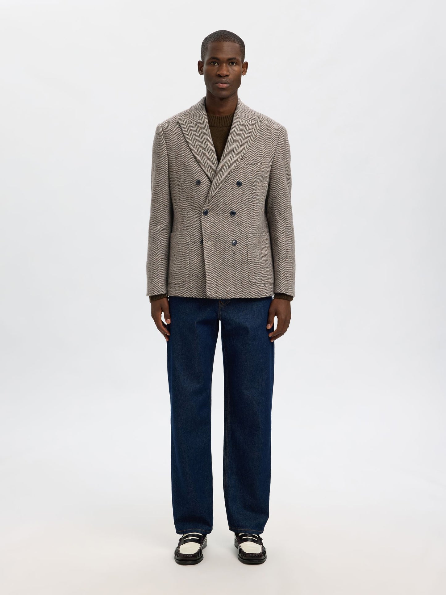 WOOL BLEND DOUBLE-BREASTED BLAZER SELECTED