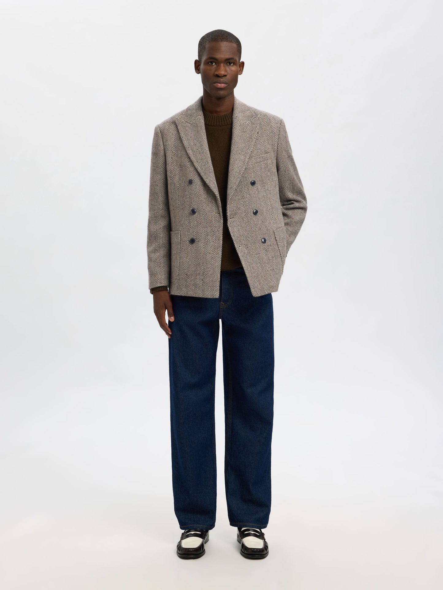 WOOL BLEND DOUBLE-BREASTED BLAZER SELECTED